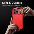 iPhone 18 Pro Max Brushed TPU Case - Carbon Fiber - Red