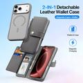 iPhone 18 Pro Max Dux Ducis Lawa Wallet Leather Case w. Magnetic Cover - Grey