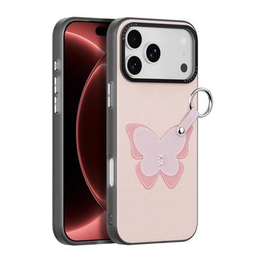 iPhone 18 Pro Max Dux Ducis Luvy Case with Finger Ring/Hand Strap - Light Pink / Butterfly