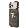 iPhone 18 Pro Max Guess 4G Metal Logo Gold Frame Case - Brown