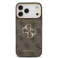 iPhone 18 Pro Max Guess 4G Metal Logo Gold Frame Case - Brown