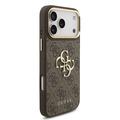 iPhone 18 Pro Max Guess 4G Metal Logo Gold Frame Case - Brown