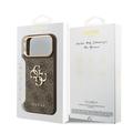 iPhone 18 Pro Max Guess 4G Metal Logo Gold Frame Case - Brown