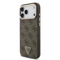iPhone 18 Pro Max Guess 4G Strass Triangle Logo Gold Frame MagSafe Case - Brown