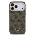 iPhone 18 Pro Max Guess 4G Strass Triangle Logo Gold Frame MagSafe Case - Brown