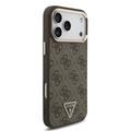 iPhone 18 Pro Max Guess 4G Strass Triangle Logo Gold Frame MagSafe Case - Brown