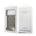 iPhone 18 Pro Max Guess 4G Strass Triangle Logo Gold Frame MagSafe Case - Brown