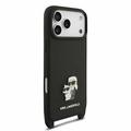 iPhone 18 Pro Max Karl Lagerfeld Saffiano Crossbody Metal Karl & Choupette Case - Black