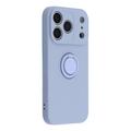 iPhone 18 Pro Max Liquid Silicone Case with Ring Holder and Wrist Strap - Light Purple