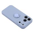 iPhone 18 Pro Max Liquid Silicone Case with Ring Holder and Wrist Strap - Light Purple