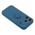 iPhone 18 Pro Max Liquid Silicone Case with Ring Holder and Wrist Strap - Midnight Blue