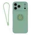 iPhone 18 Pro Max Liquid Silicone Case with Ring Holder and Wrist Strap - Mint
