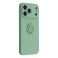 iPhone 18 Pro Max Liquid Silicone Case with Ring Holder and Wrist Strap - Mint