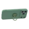 iPhone 18 Pro Max Liquid Silicone Case with Ring Holder and Wrist Strap - Mint
