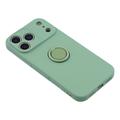 iPhone 18 Pro Max Liquid Silicone Case with Ring Holder and Wrist Strap - Mint
