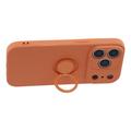 iPhone 18 Pro Max Liquid Silicone Case with Ring Holder and Wrist Strap - Orange