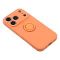iPhone 18 Pro Max Liquid Silicone Case with Ring Holder and Wrist Strap - Orange