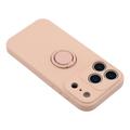 iPhone 18 Pro Max Liquid Silicone Case with Ring Holder and Wrist Strap - Pink