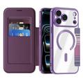 iPhone 18 Pro Max Stylish Magnetic Flip Case with RFID Card Slots - Purple
