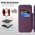 iPhone 18 Pro Max Stylish Magnetic Flip Case with RFID Card Slots - Purple