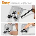 iPhone 18 Pro Northjo Full Protection Matte Metal and Tempered Glass Camera Lens Protector - Silver