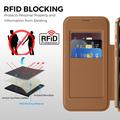 iPhone 18 Pro Stylish Magnetic Flip Case with RFID Card Slots - Brown