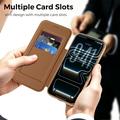iPhone 18 Pro Stylish Magnetic Flip Case with RFID Card Slots - Brown