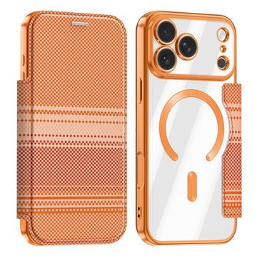 iPhone 18 Pro Stylish Magnetic Flip Case with RFID Card Slots - Orange