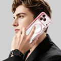 iPhone 18 Pro Stylish Magnetic Flip Case with RFID Card Slots - Pink