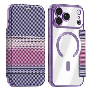 iPhone 18 Pro Stylish Magnetic Flip Case with RFID Card Slots - Purple