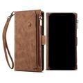iPhone 7/8/SE (2020)/SE (2022) Esseble Zipper Wallet Case with Wrist Strap - Brown