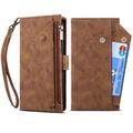 iPhone 7/8/SE (2020)/SE (2022) Esseble Zipper Wallet Case with Wrist Strap - Brown