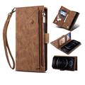 iPhone 7/8/SE (2020)/SE (2022) Esseble Zipper Wallet Case with Wrist Strap - Brown