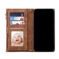 iPhone 7/8/SE (2020)/SE (2022) Esseble Zipper Wallet Case with Wrist Strap - Brown