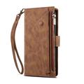 iPhone 7/8/SE (2020)/SE (2022) Esseble Zipper Wallet Case with Wrist Strap - Brown