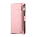 iPhone 7/8/SE (2020)/SE (2022) Esseble Zipper Wallet Case with Wrist Strap - Pink