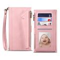 iPhone 7/8/SE (2020)/SE (2022) Esseble Zipper Wallet Case with Wrist Strap - Pink