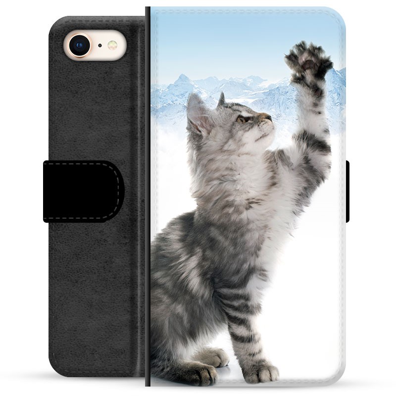 Iphone 7 8 Se Premium Wallet Case Cat