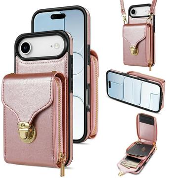 iPhone Air All-in-One Case with Wallet & Strap - Rose Gold