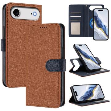 iPhone Air Detachable Wallet Case with MagSafe, RFID Protection / Hand Strap - Brown / Blue