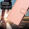 iPhone Air Premium Wallet Case with Strap - Carbon Fiber Texture - Carbon Pink