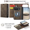 iPhone Duo Caseme C49 2-in-1 Detachable Wallet Case - MagSafe Compatible, RFID - Coffee
