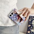 iPhone Duo Embossed Watercolor Floral Case with Wrist Strap - Blue