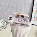 iPhone Duo Embossed Watercolor Floral Case with Wrist Strap - Pink