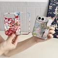 iPhone Duo Embossed Watercolor Floral Case with Wrist Strap - Red