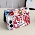 iPhone Duo Embossed Watercolor Floral Case with Wrist Strap - Red