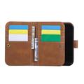 iPhone Duo Wallet Case with 8 Card Slots and Wrist Strap - Brown