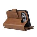 iPhone Duo Wallet Case with 8 Card Slots and Wrist Strap - Brown