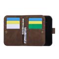iPhone Duo Wallet Case with 8 Card Slots and Wrist Strap - Coffee