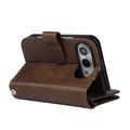 iPhone Duo Wallet Case with 8 Card Slots and Wrist Strap - Coffee